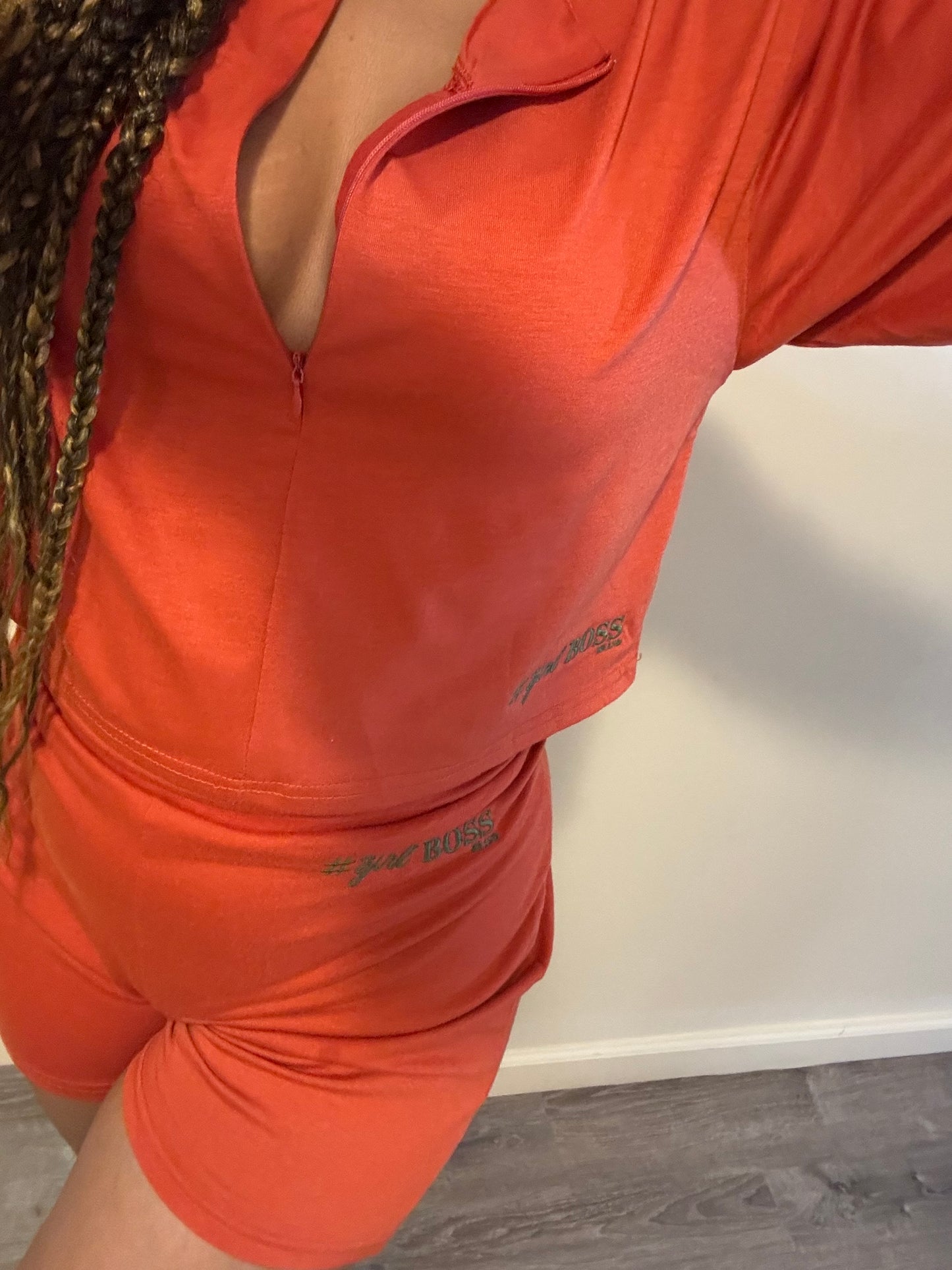 Orange cropped top set.